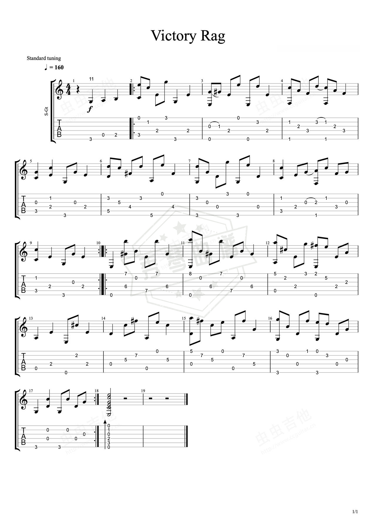 《Victory Rag》吉他简谱C调指弹谱（Various Artists）-秀琴曲谱网