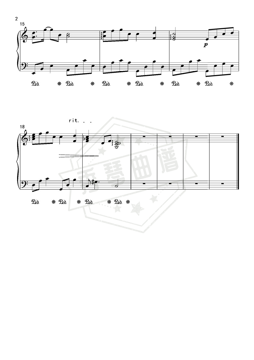 图片[2]-《蒲公英的约定》钢琴五线谱c调演奏版-秀琴曲谱网