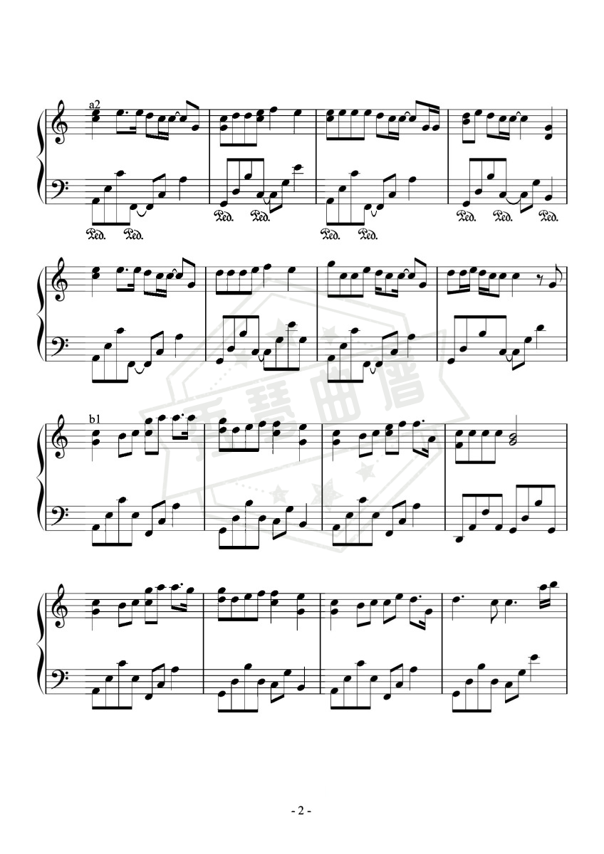 图片[2]-大籽-C-《白月光与朱砂痣》（原曲和声+公式化伴奏+全新精编+踏板指引+完整版）-秀琴曲谱网