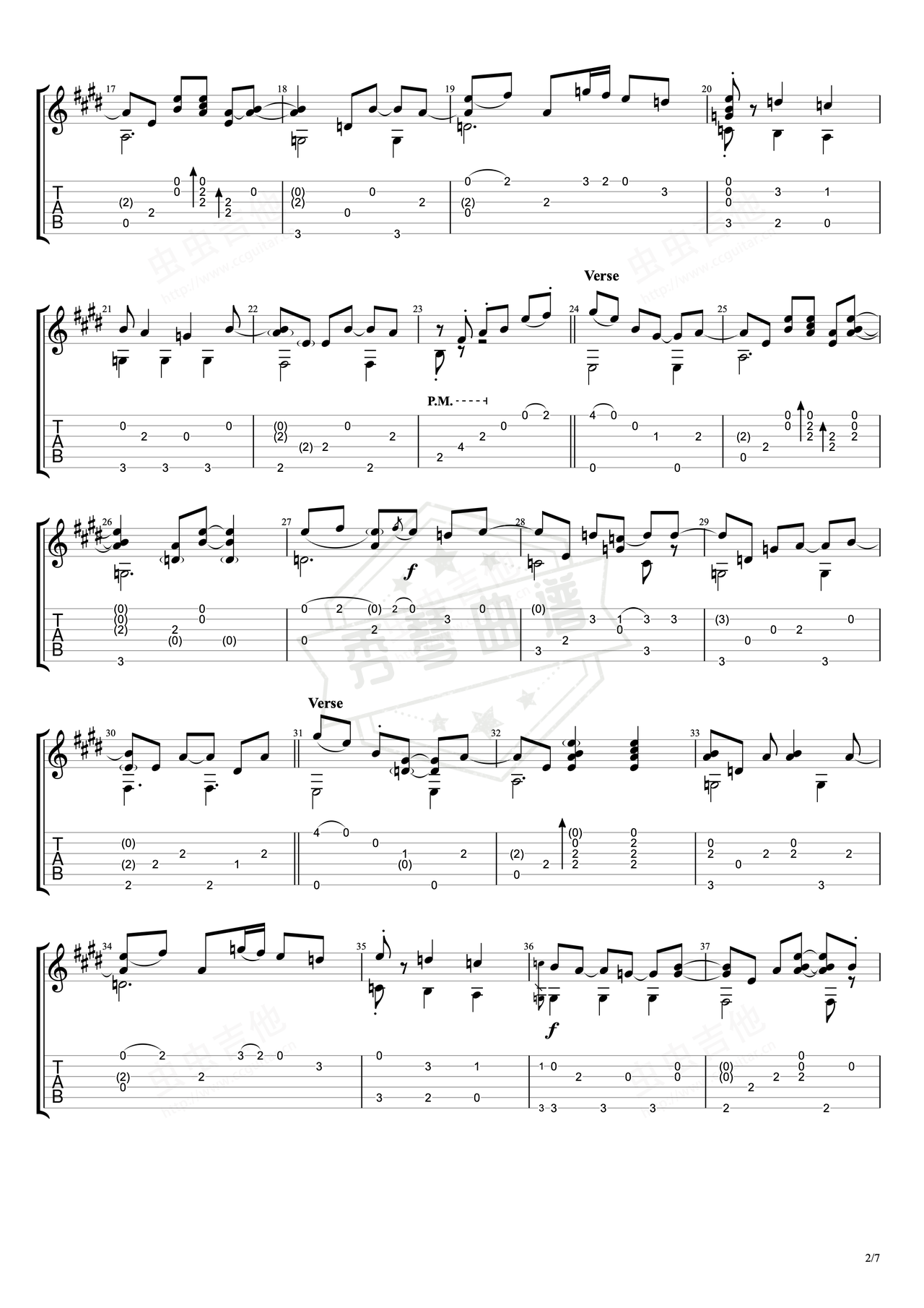 图片[2]-《Bella SoaveC》吉他简谱C调指弹谱（Tommy Emmanuel）-秀琴曲谱网