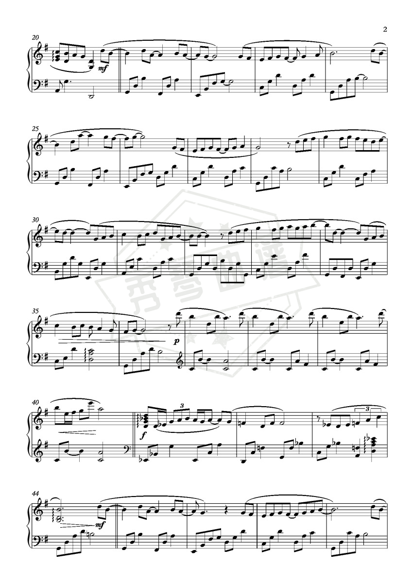 图片[2]-《遇见》钢琴五线谱g调演奏版-秀琴曲谱网