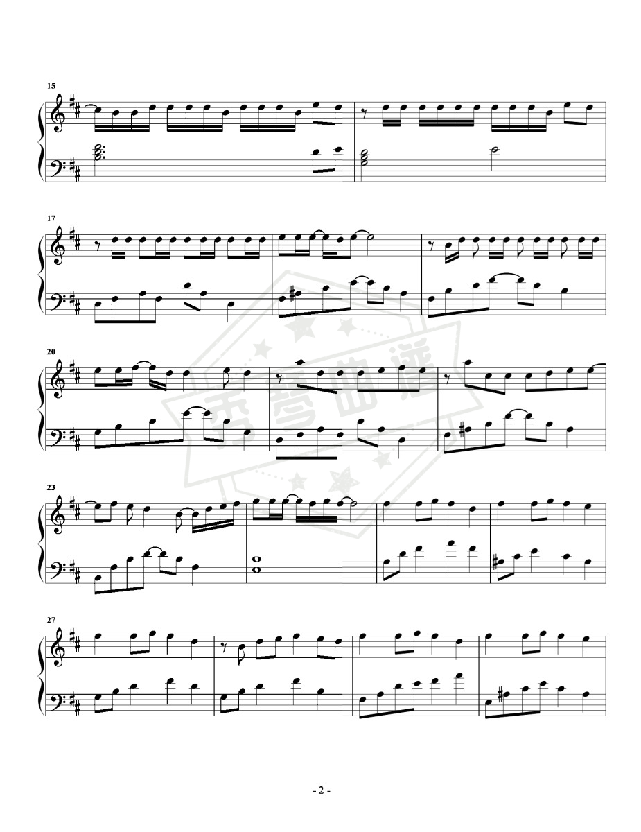 图片[2]-《十二》钢琴五线谱d调演奏版-秀琴曲谱网