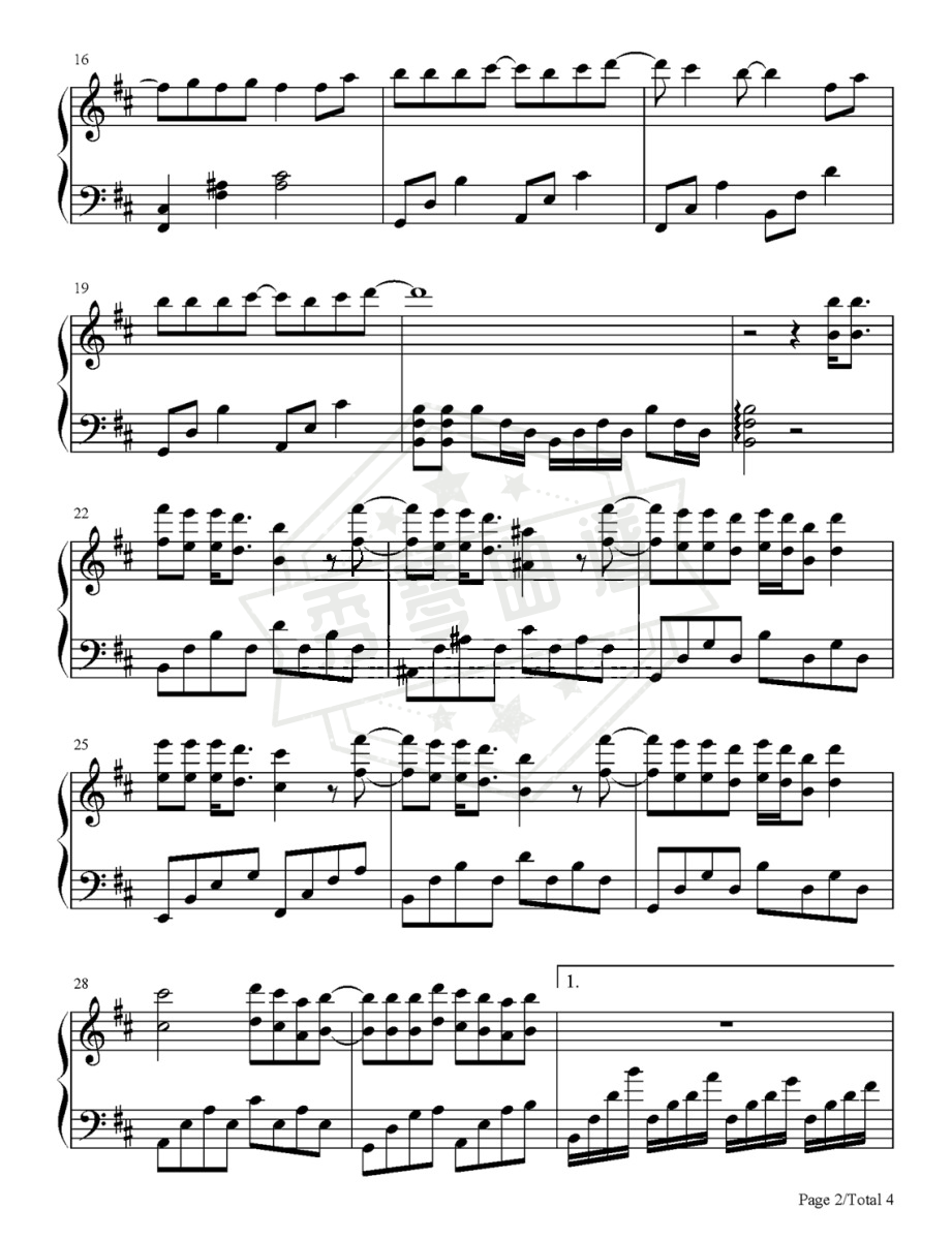 图片[2]-肖战《策马正少年》钢琴谱-秀琴曲谱网