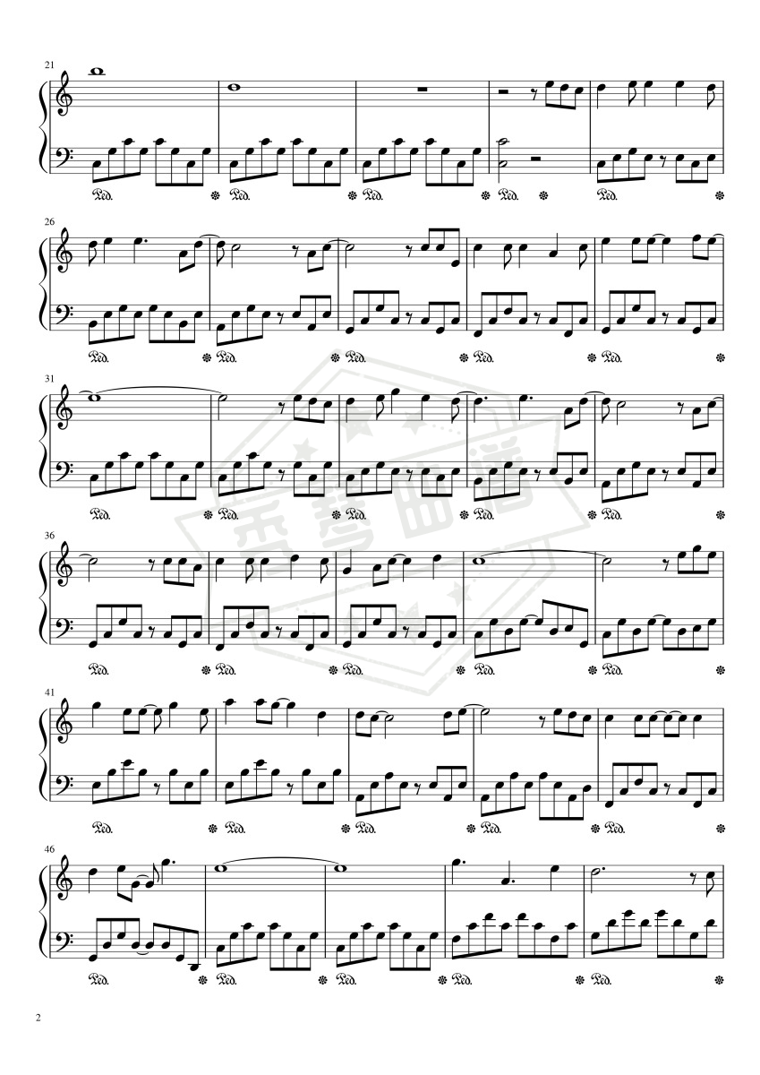 图片[2]-毛不易演唱 给你给我 C大调简单易弹版-秀琴曲谱网