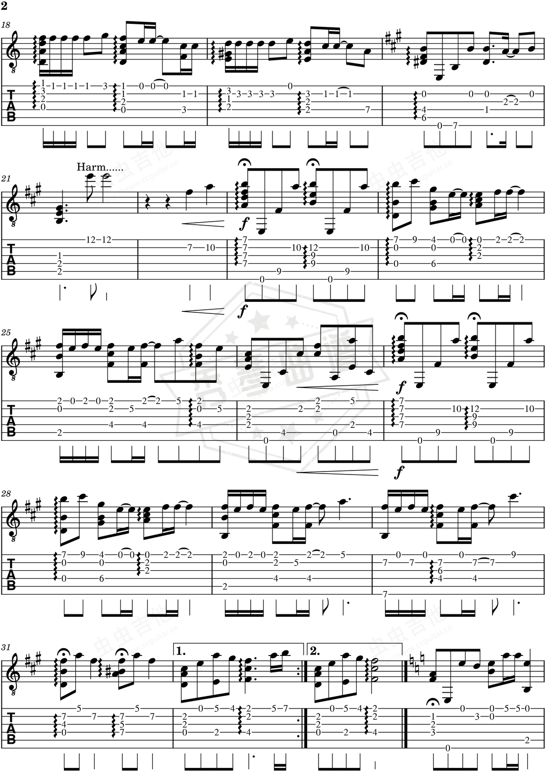 图片[2]-《渡月桥·思君》吉他简谱C调指弹谱（仓木麻衣）-秀琴曲谱网