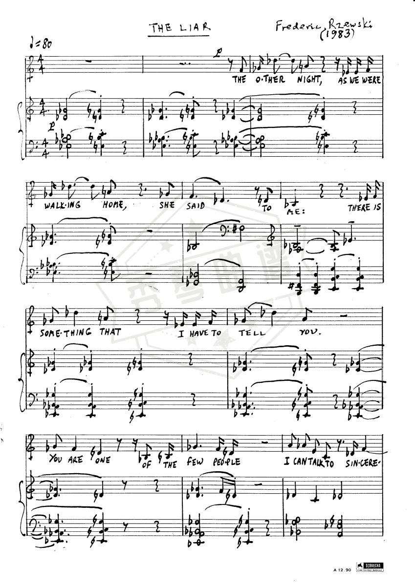The Liar(Frederic Rzewski)完整乐谱-秀琴曲谱网