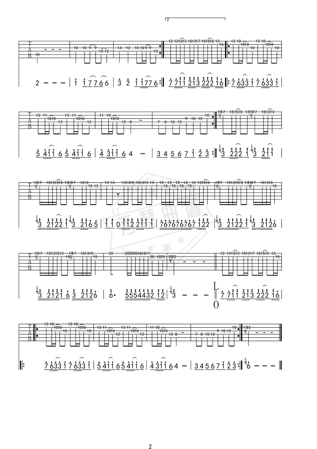 图片[2]-《无心快语Careless Whisper》吉他简谱F调电吉他谱（佚名）-秀琴曲谱网