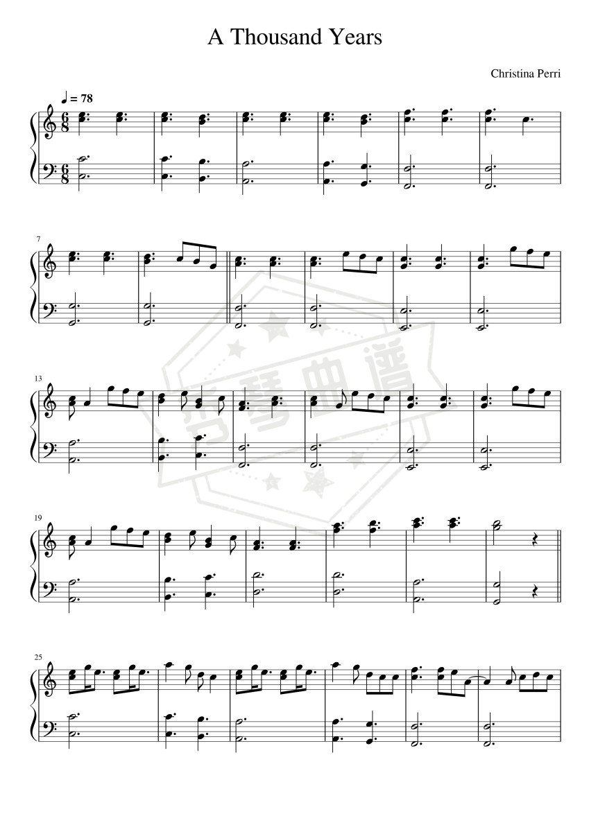 A Thousand Years(暮光之城）-秀琴曲谱网