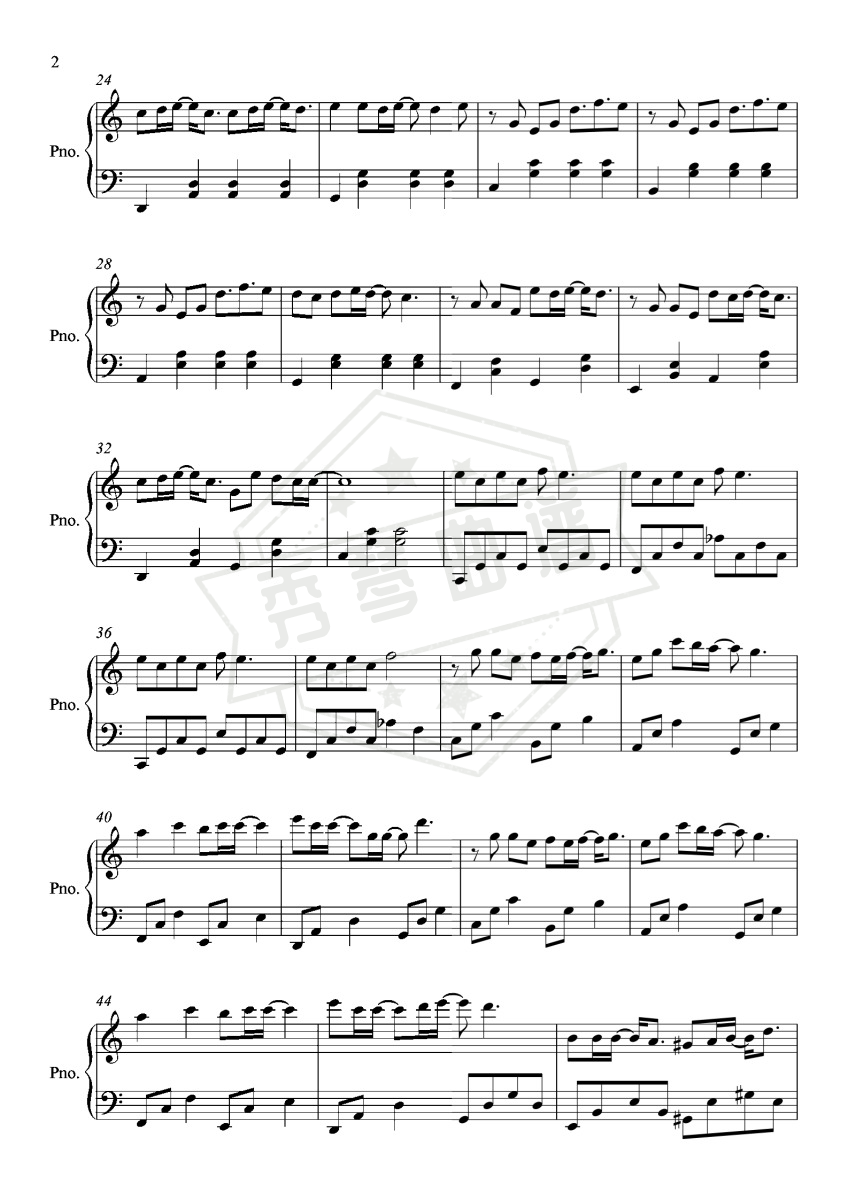 图片[2]-《借口》钢琴五线谱c调演奏版-秀琴曲谱网