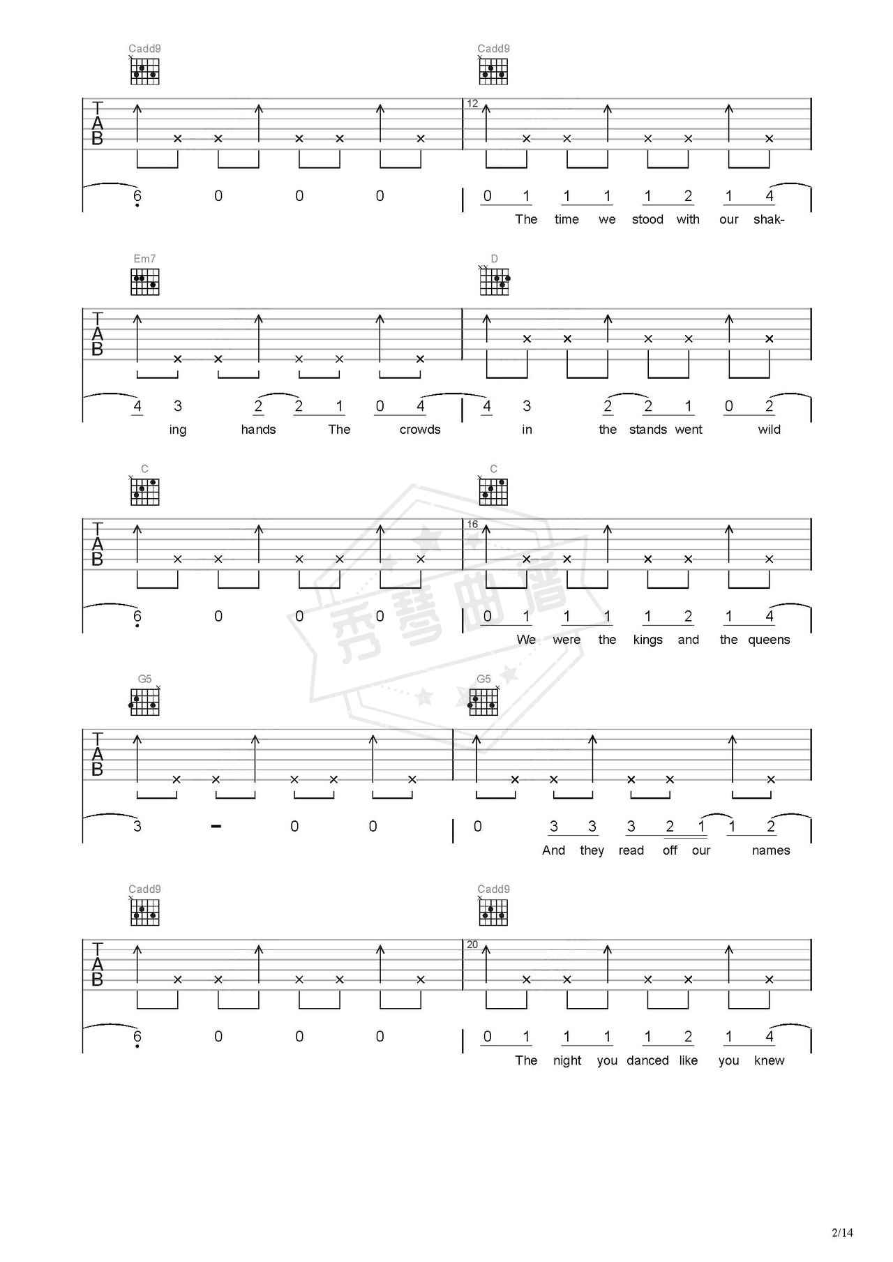 图片[2]-《Long》吉他简谱C调弹唱谱（Taylor Swift）-秀琴曲谱网