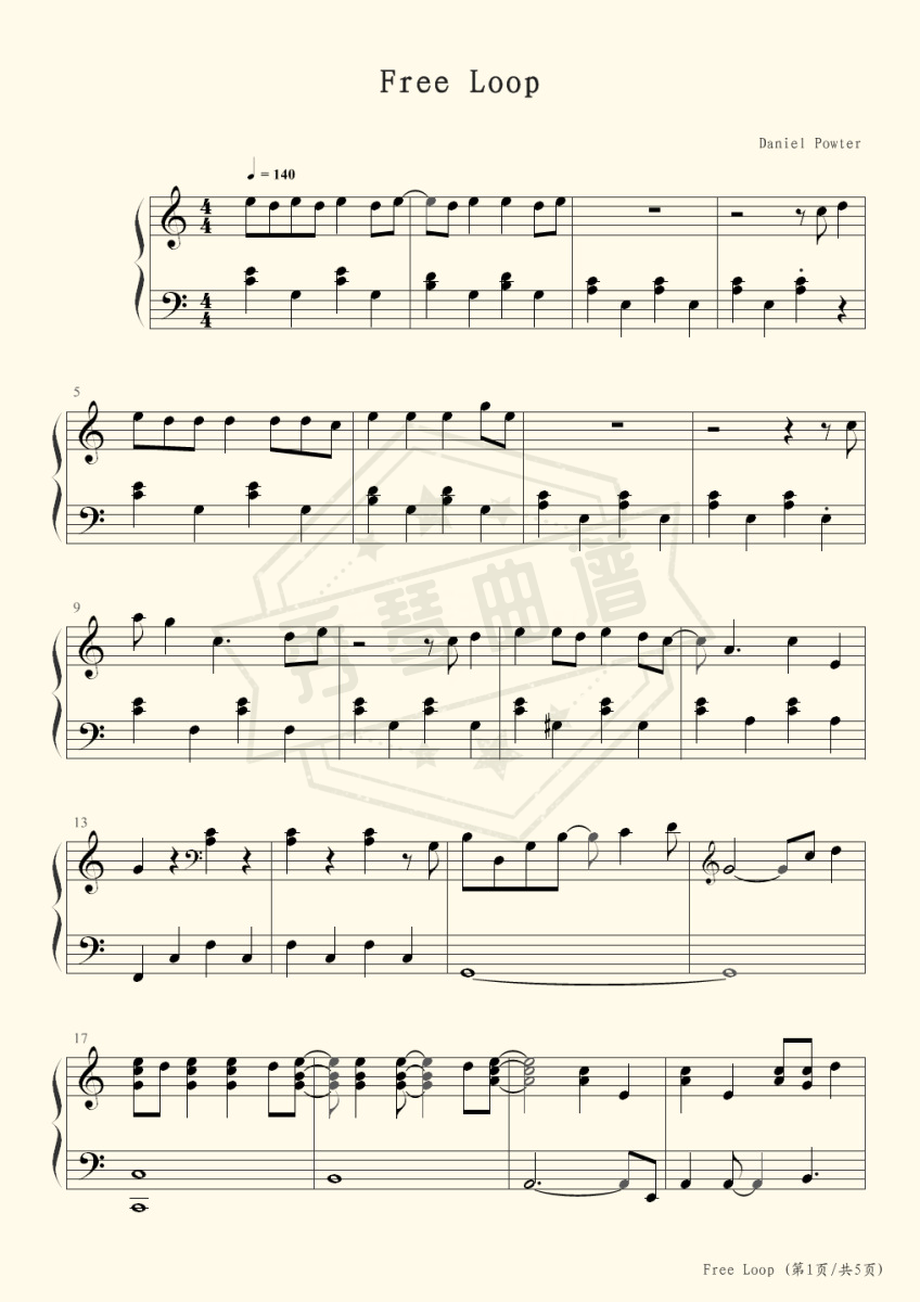 【钢琴块 2 等级歌曲】89 Free Loop-秀琴曲谱网