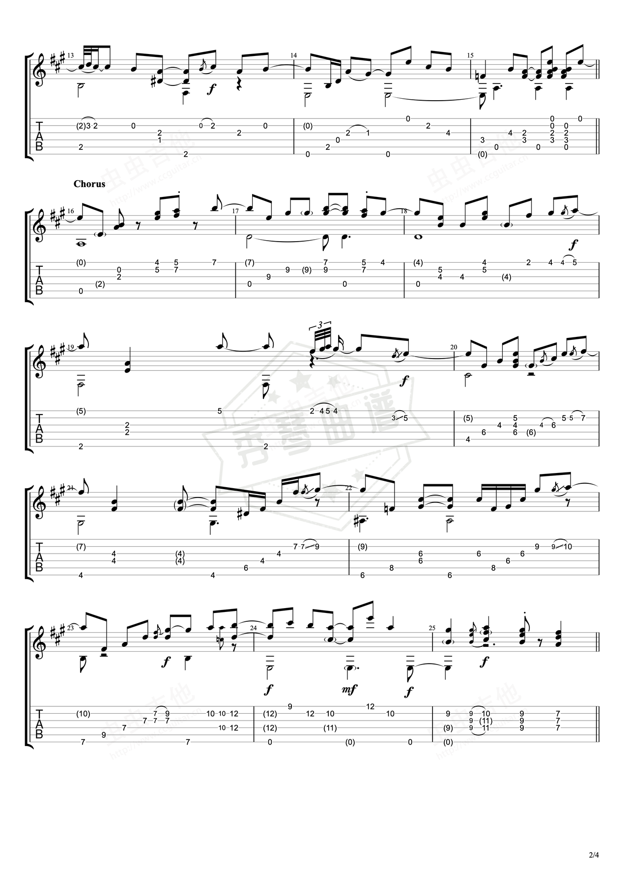 图片[2]-《Stay Close To Me》吉他简谱A调指弹谱（Tommy Emmanuel）-秀琴曲谱网