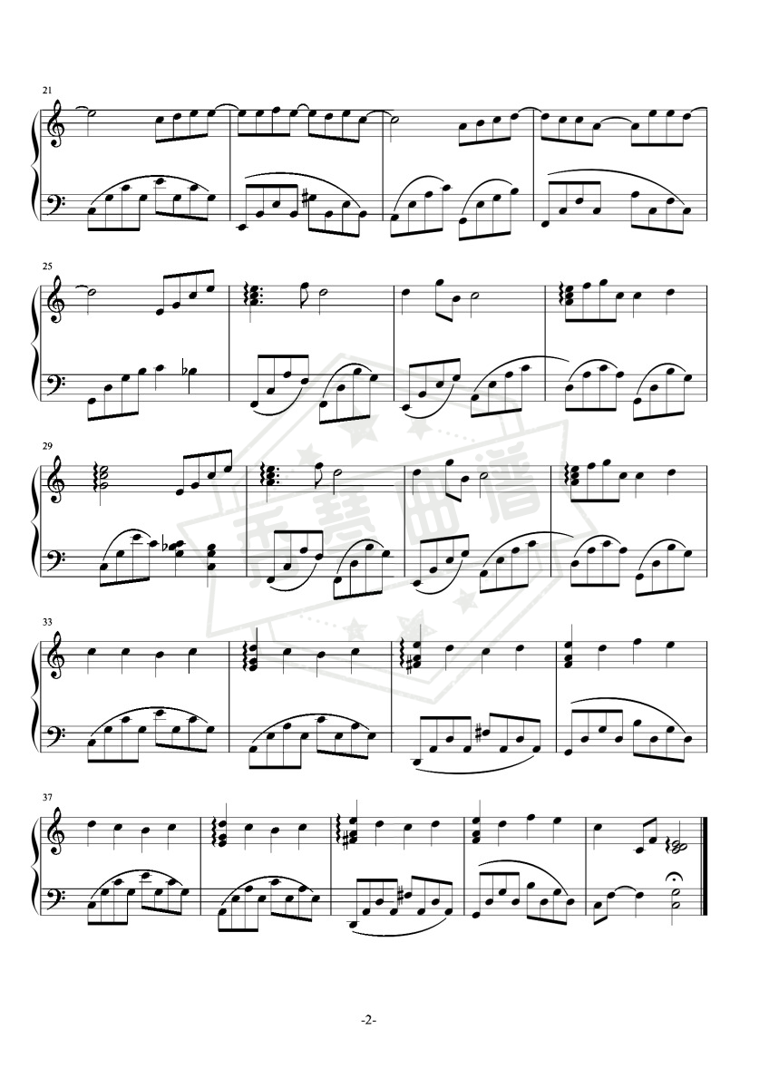 图片[2]-《蒲公英的约定》钢琴五线谱c调演奏版-秀琴曲谱网