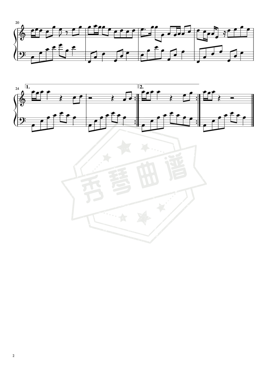 图片[2]-《踏山河》钢琴五线谱c调演奏版-秀琴曲谱网