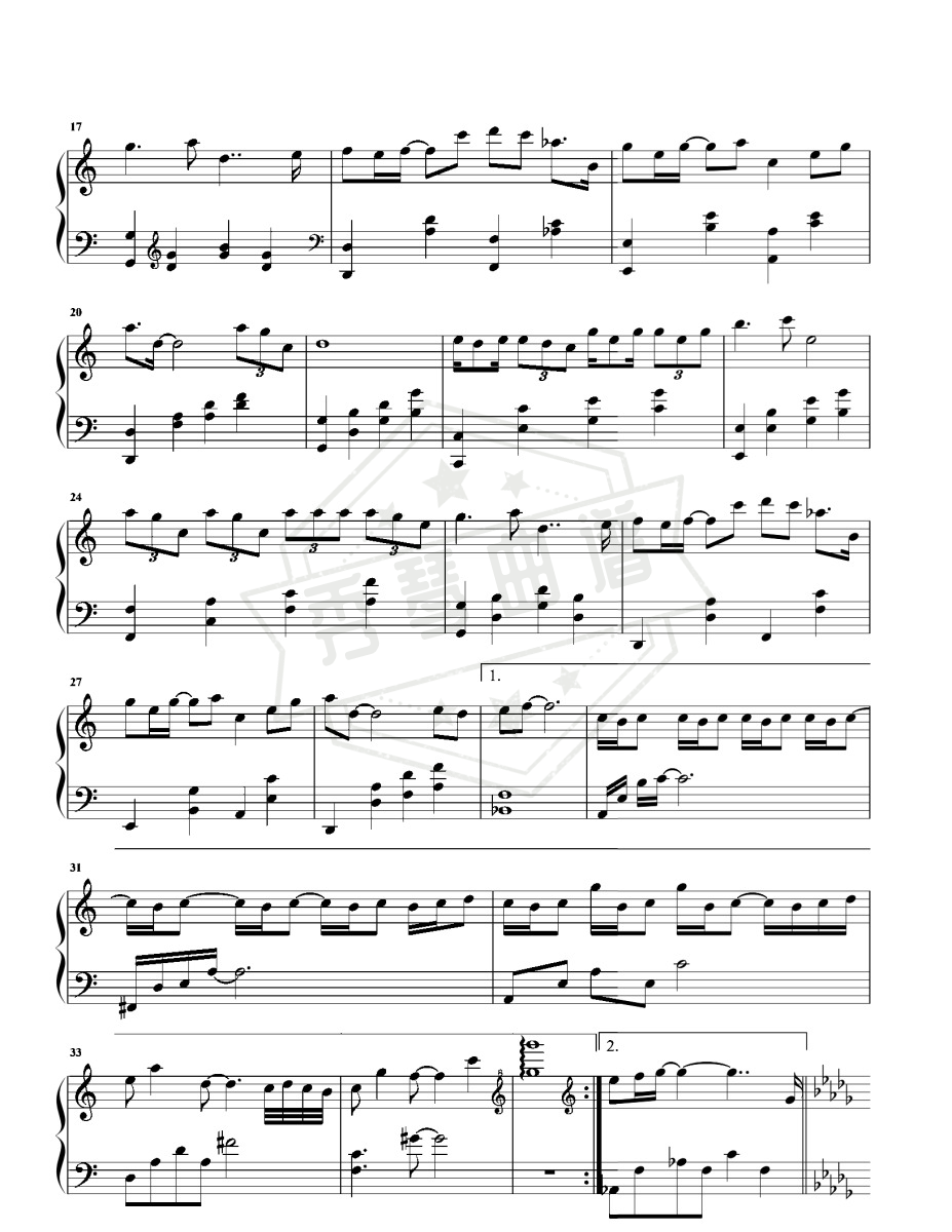图片[2]-《无人知晓》钢琴五线谱c调演奏版(田馥甄)-秀琴曲谱网