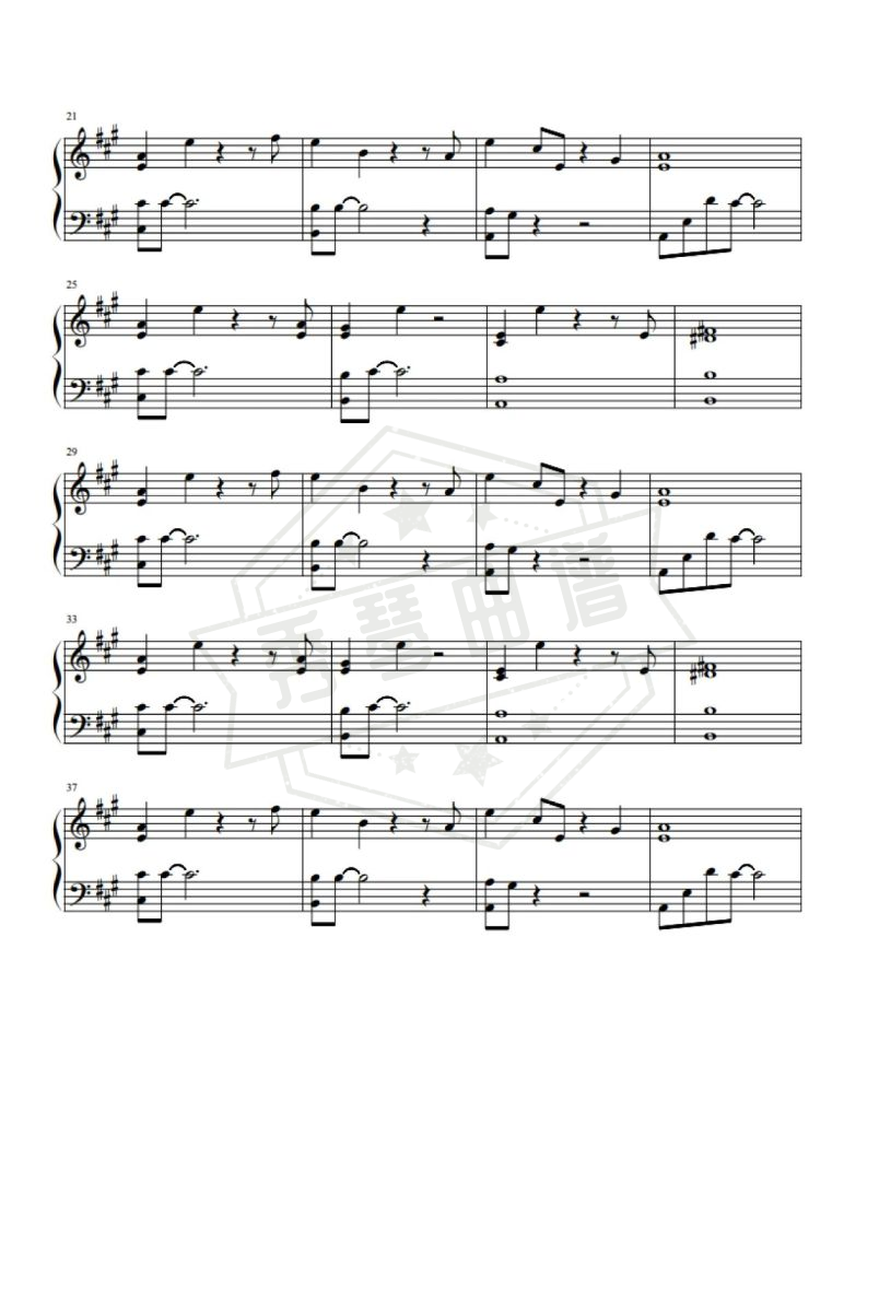 图片[2]-《断线》钢琴五线谱A调弹唱版(Shang)-秀琴曲谱网