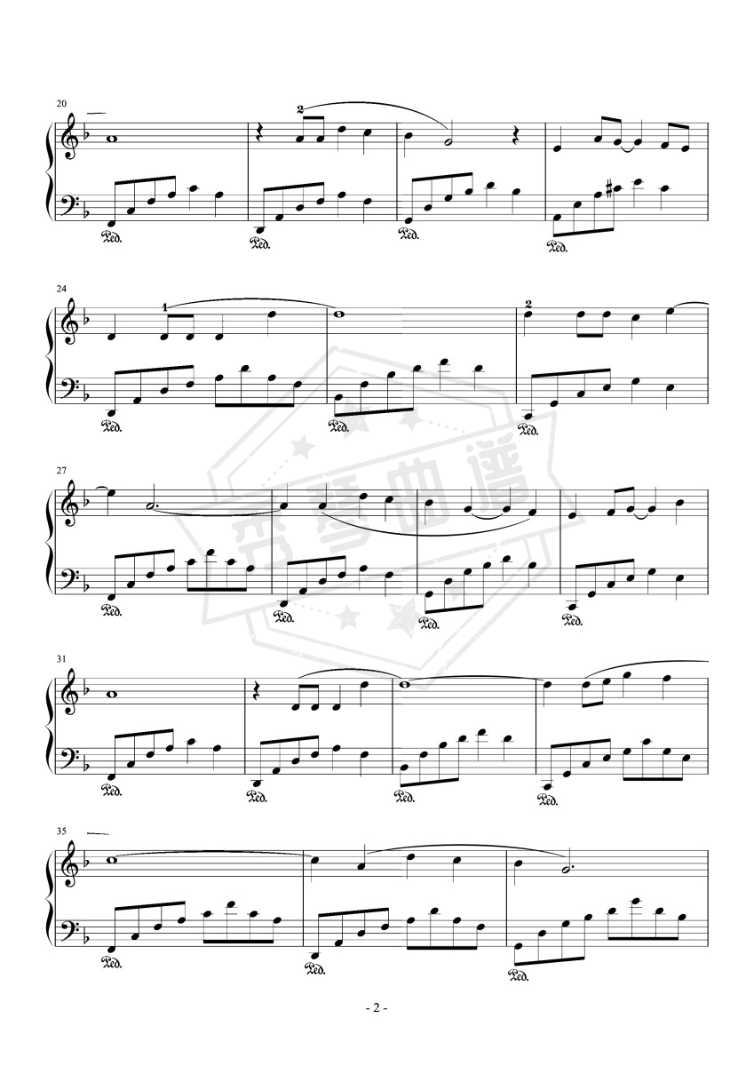 图片[2]-贝加尔湖畔–李健–简易F大调-秀琴曲谱网