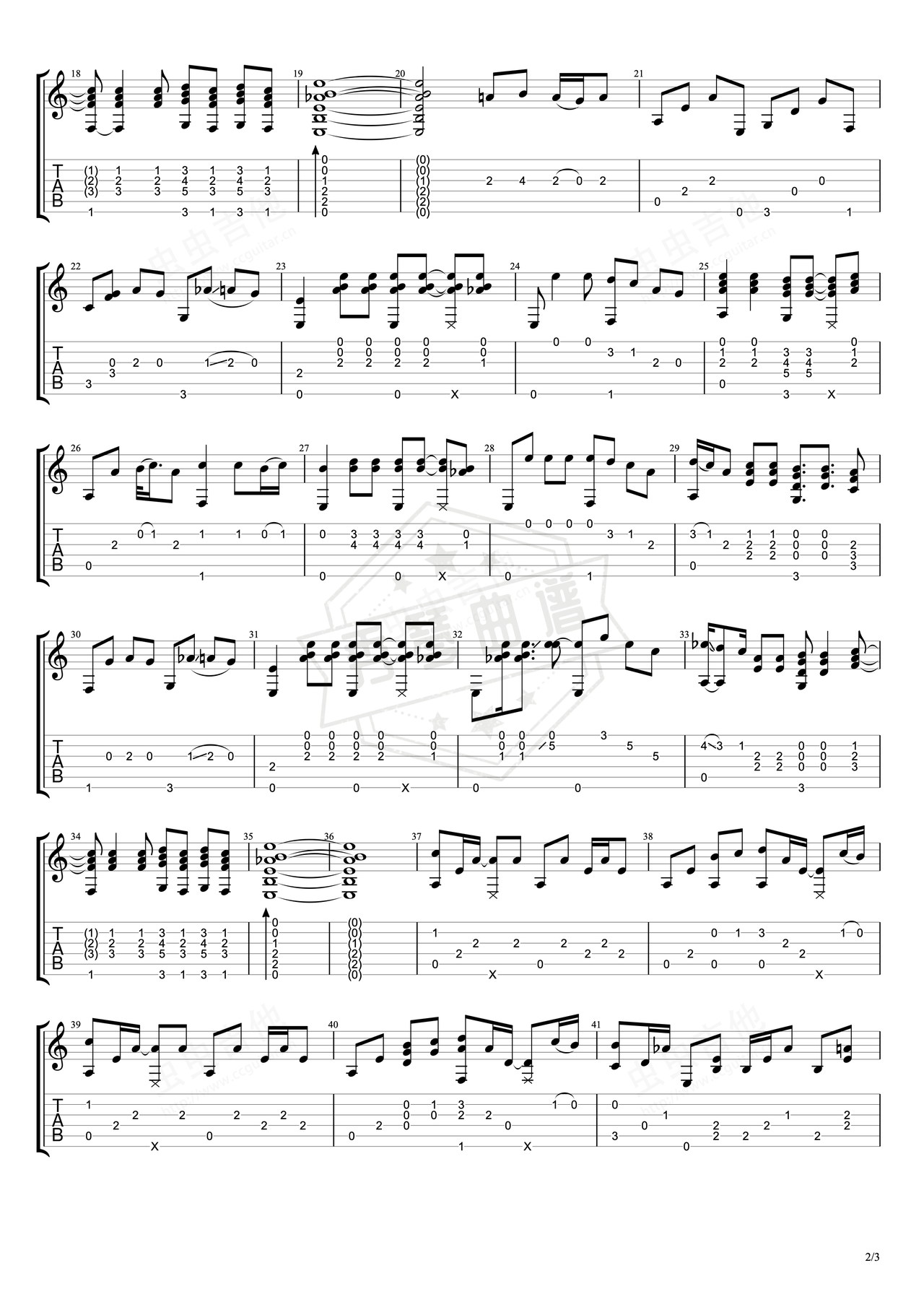 图片[2]-《California Dreaming》吉他简谱E大调指弹谱（The Mamas & The Papas）-秀琴曲谱网