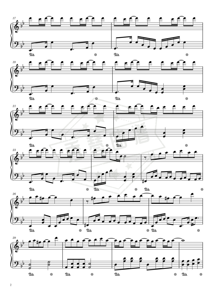 图片[2]-《反方向的钟》钢琴五线谱b调演奏版-秀琴曲谱网