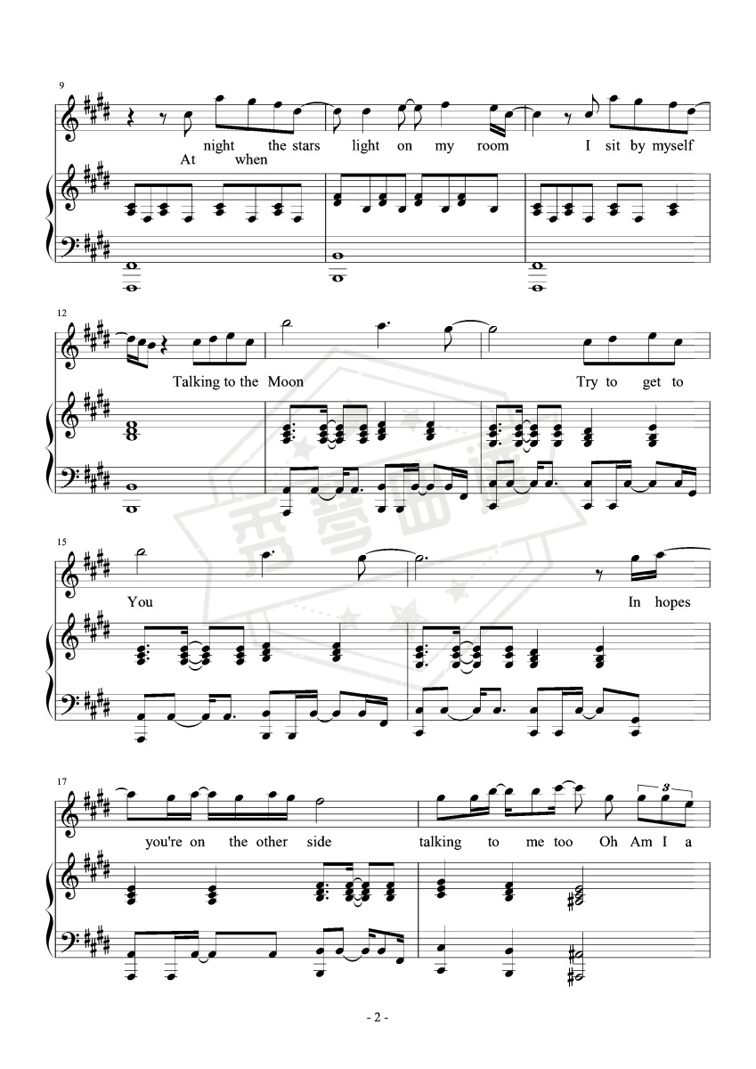 图片[2]-Bruno Mars – Talking To The Moon【弹唱谱】-秀琴曲谱网