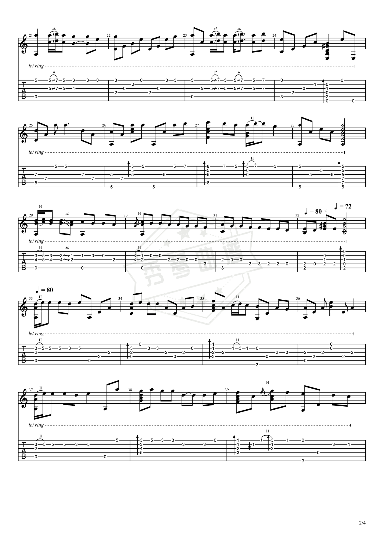 图片[2]-《蝶恋》吉他简谱C调指弹谱（林坤信）-秀琴曲谱网