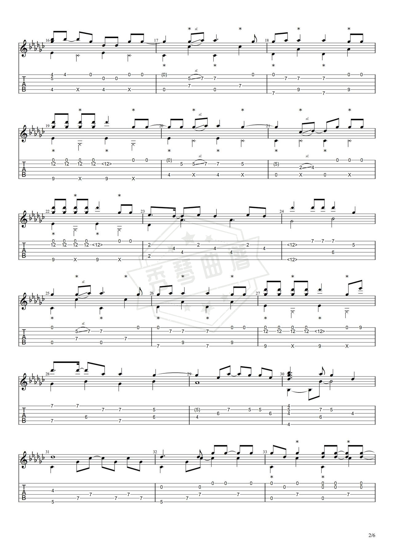 图片[2]-《I Really Want to Stay At Your House》吉他简谱F#/Gb指弹谱（Rosa Walton / Hallie Coggins）-秀琴曲谱网
