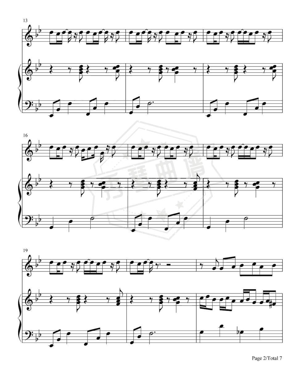 图片[2]-《反方向的钟》总谱五线谱b调演奏版-秀琴曲谱网