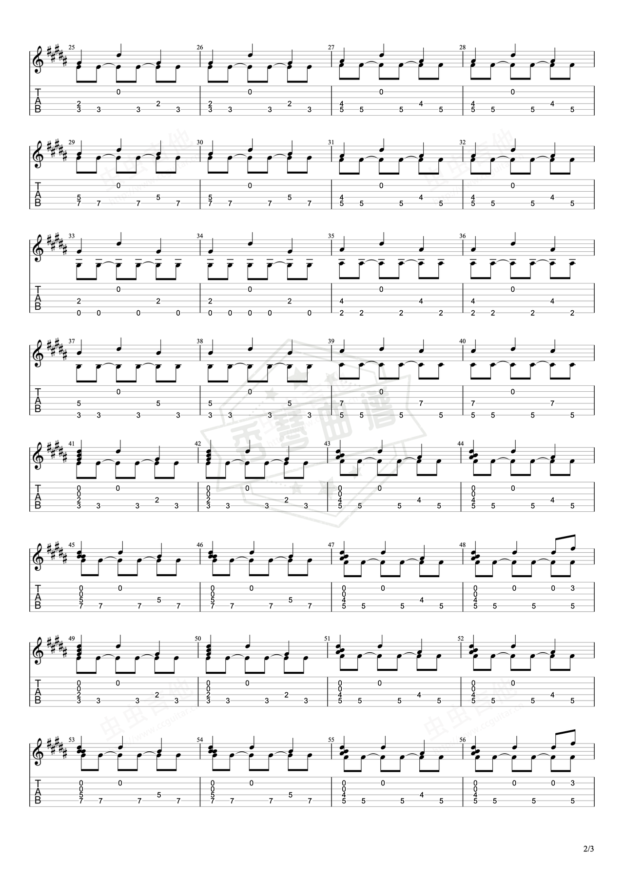 图片[2]-《Cornfield Chase》吉他简谱B/Cb指弹谱（Hans Zimmer）-秀琴曲谱网