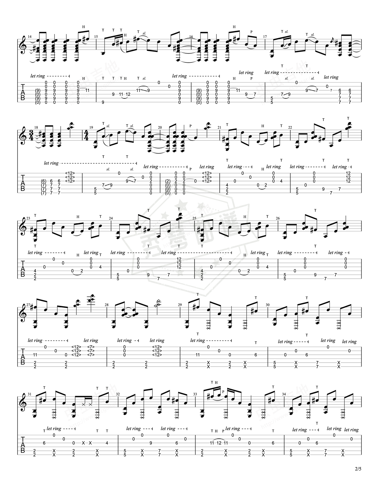 图片[2]-《Drifting》吉他简谱D调指弹谱（Andy  McKee）-秀琴曲谱网
