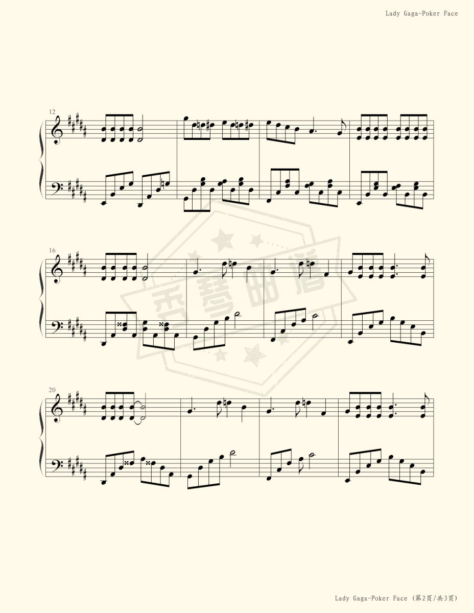 图片[2]-Pocke Face-秀琴曲谱网