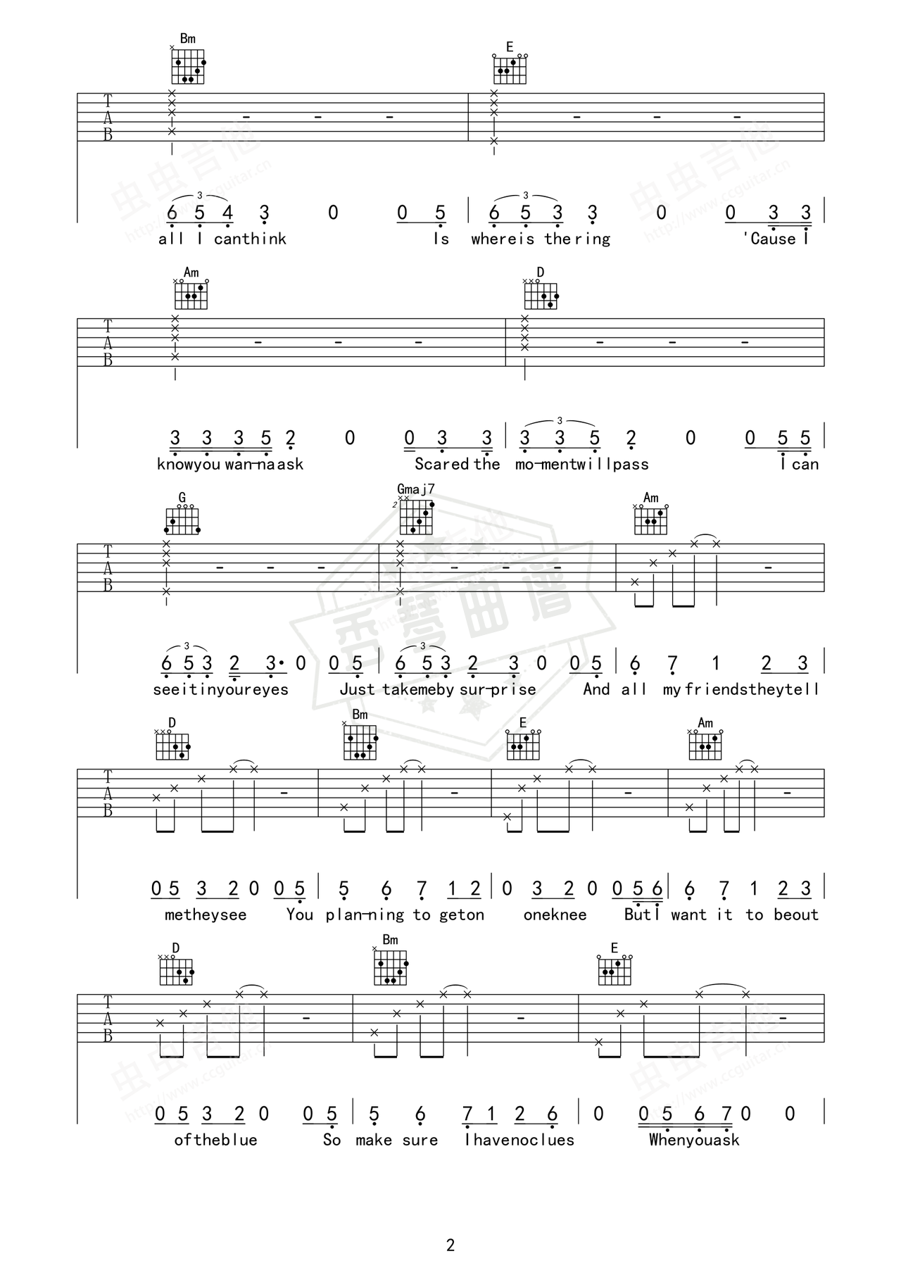 图片[2]-《i love you 3000》吉他简谱F#/Gb弹唱谱（Stephanie Poetri）-秀琴曲谱网