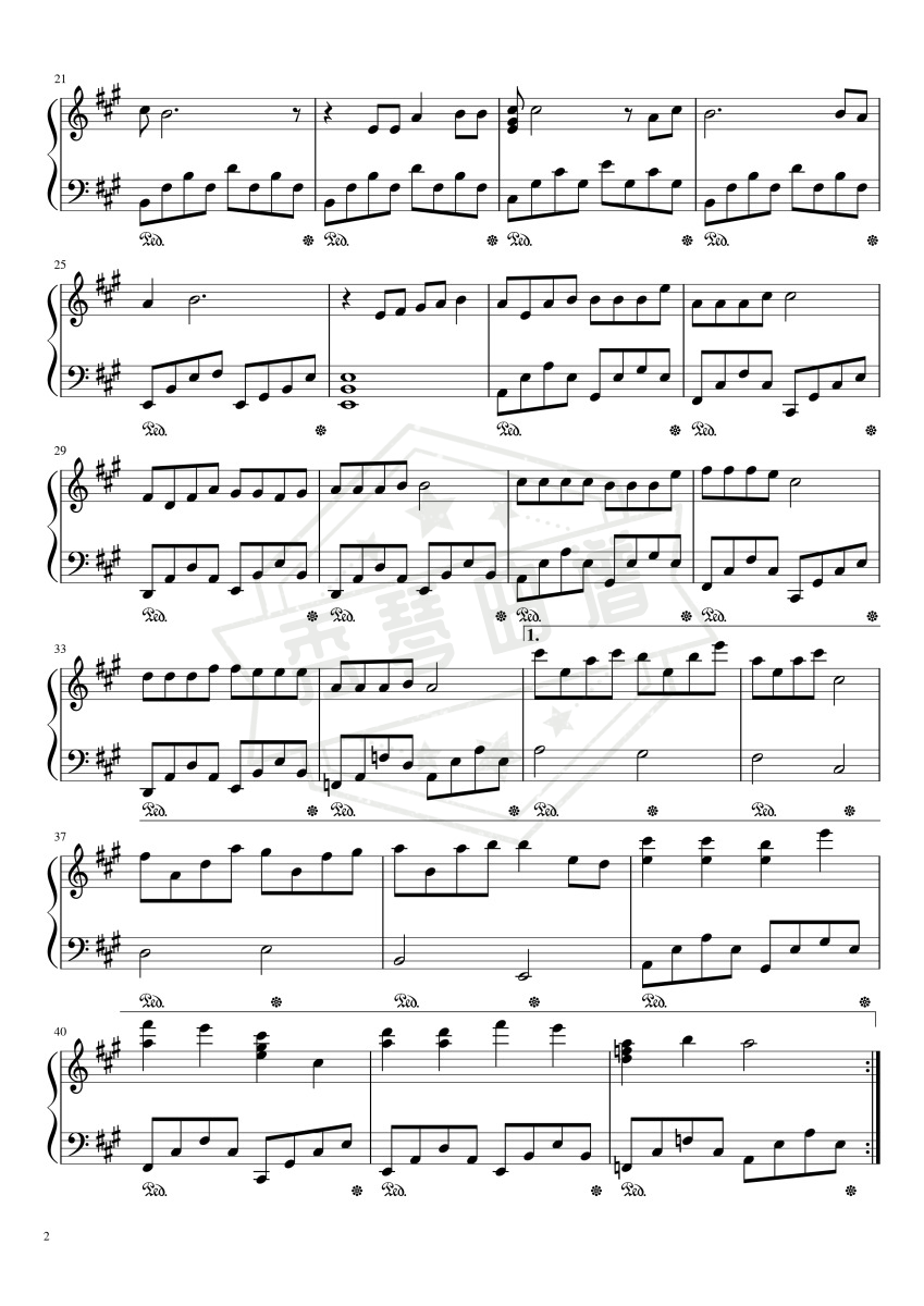 图片[2]-一生有你 原调简单版-秀琴曲谱网