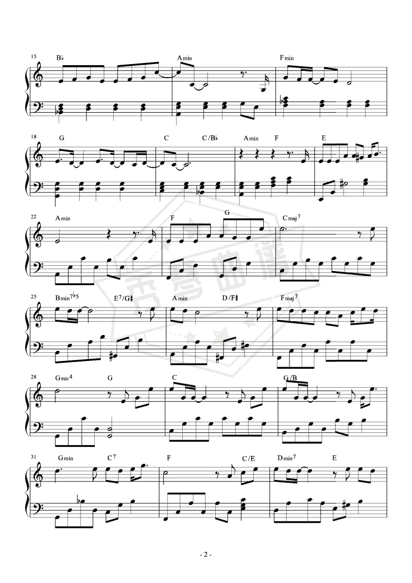 图片[2]-《背影》C调完美弹奏 原版和弦-秀琴曲谱网