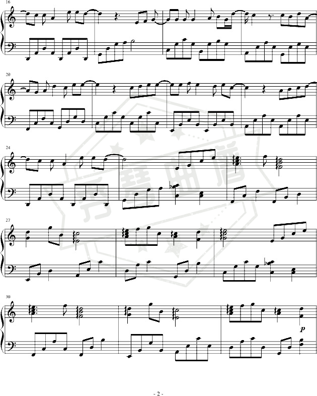 图片[2]-《蒲公英的约定》钢琴五线谱c调演奏版-秀琴曲谱网