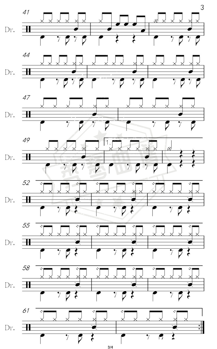 图片[2]-丁香花（架子鼓谱）-秀琴曲谱网