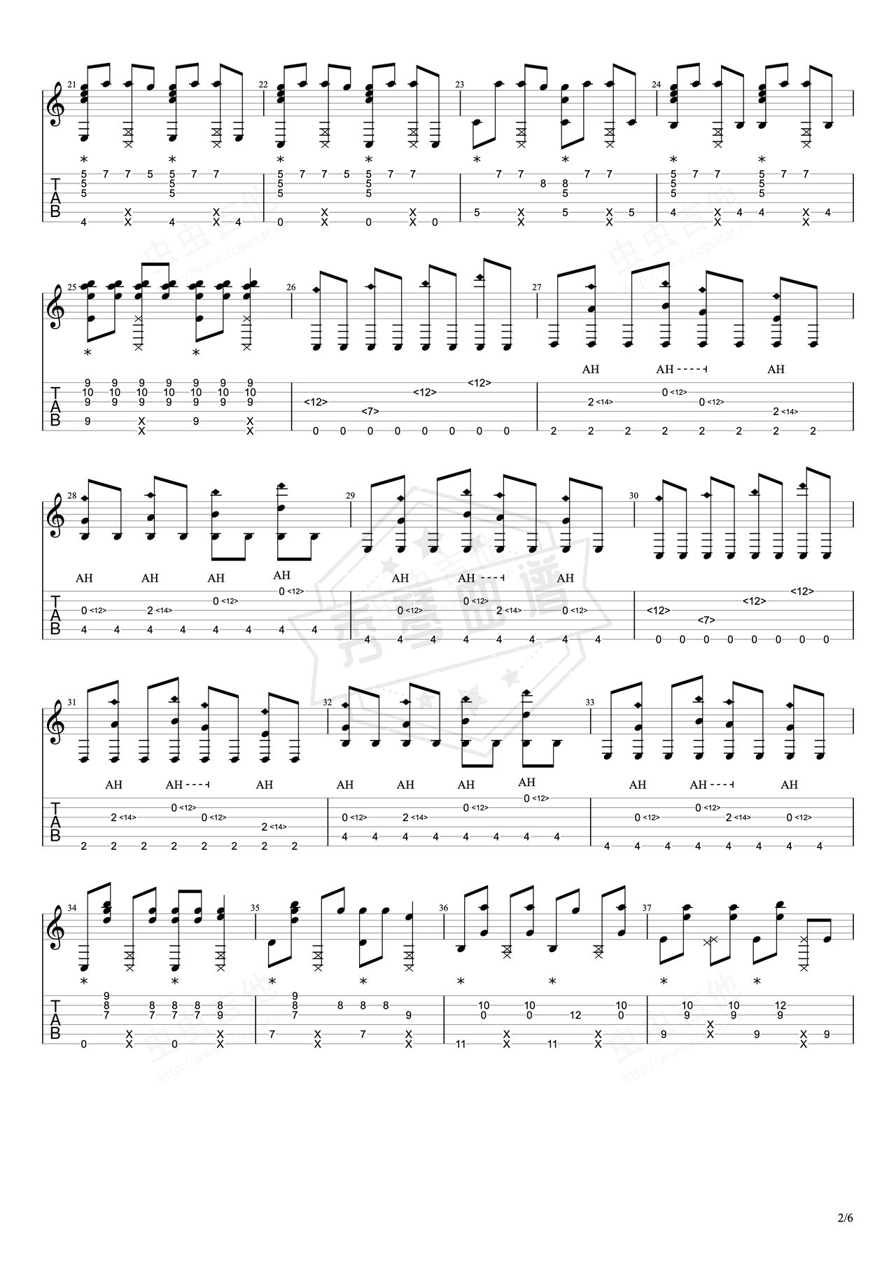 图片[2]-《Wake》吉他简谱C调指弹谱（Hillsong Young & Fre）-秀琴曲谱网