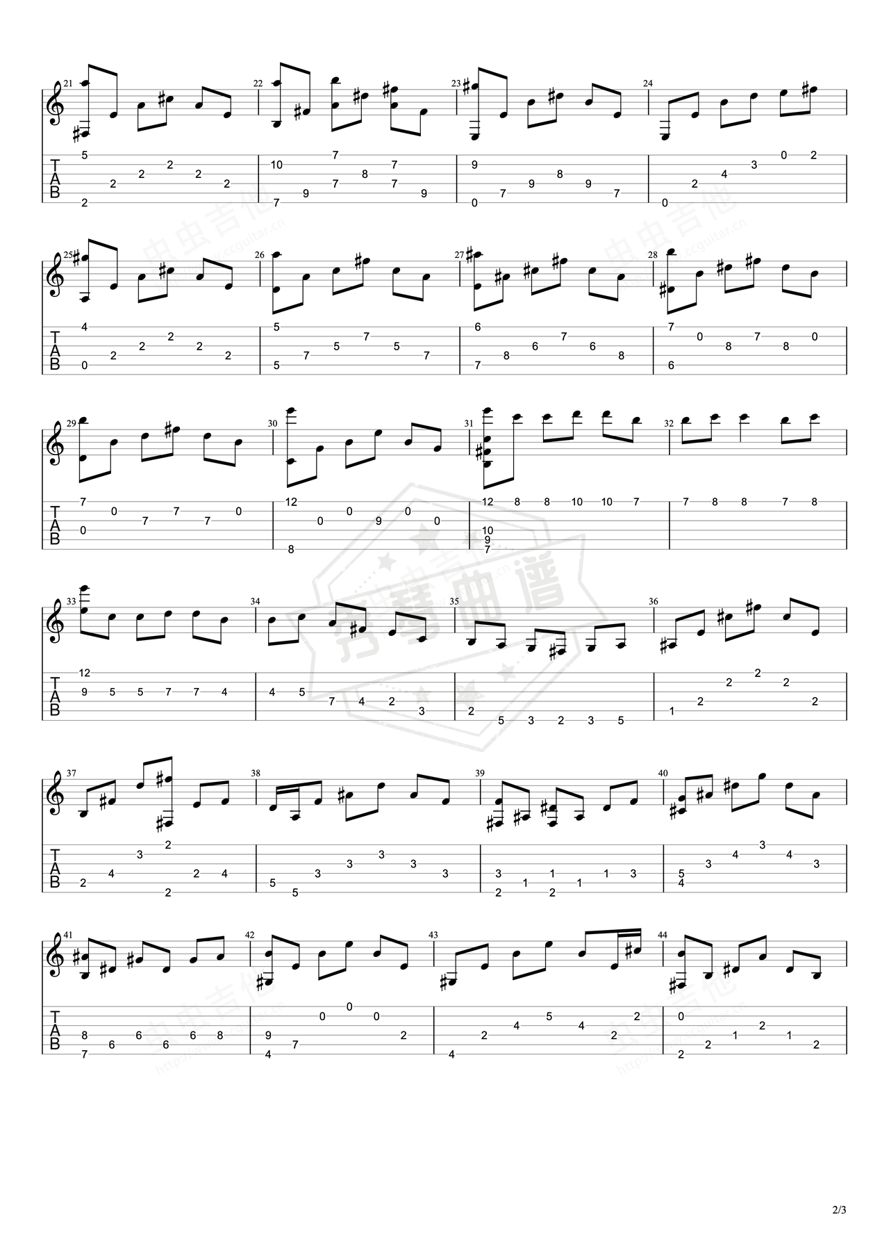 图片[2]-《Cavatina》吉他简谱E大调指弹谱（John Williams）-秀琴曲谱网