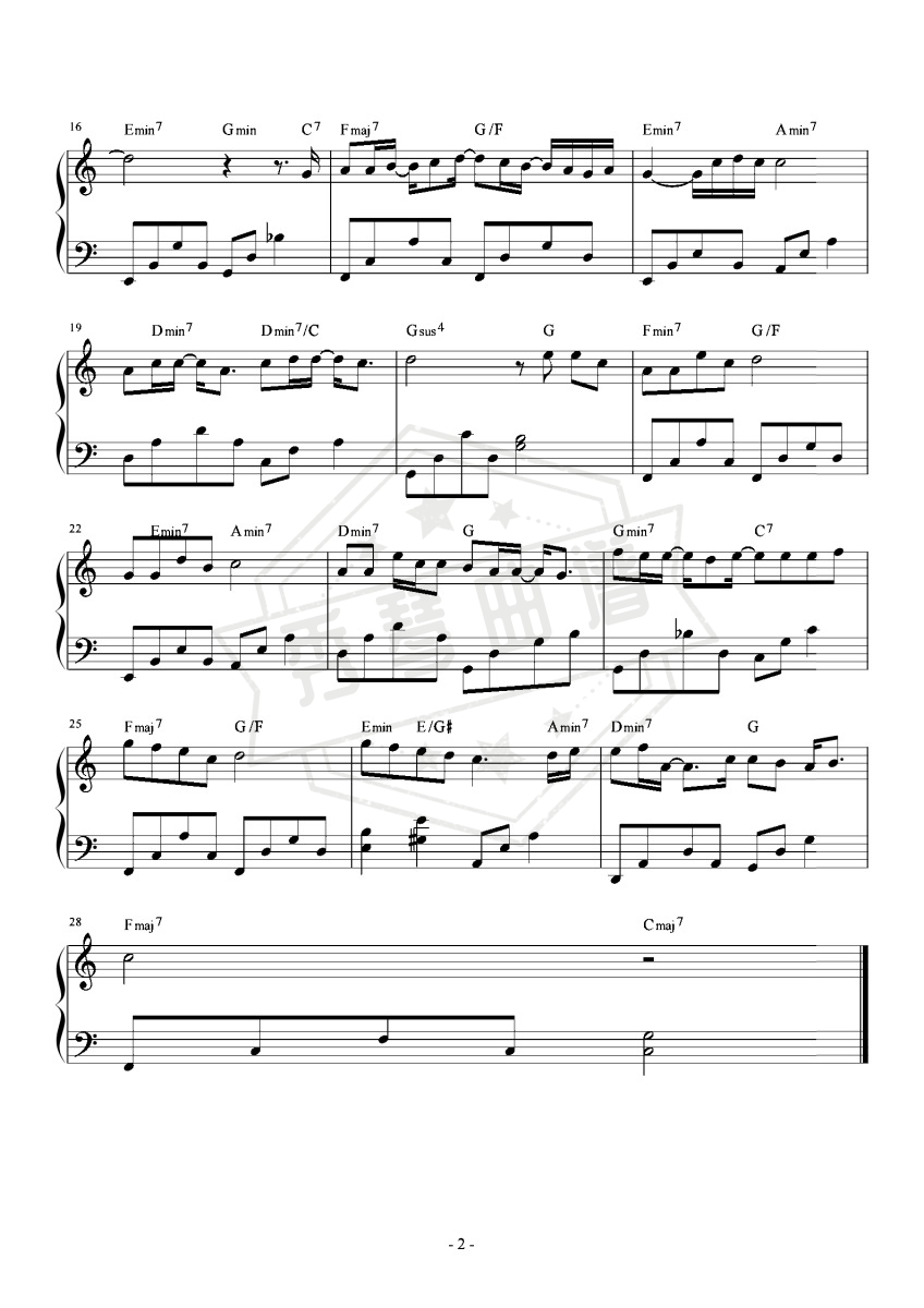 图片[2]-《那些你很冒险的梦》钢琴五线谱c调演奏版-秀琴曲谱网