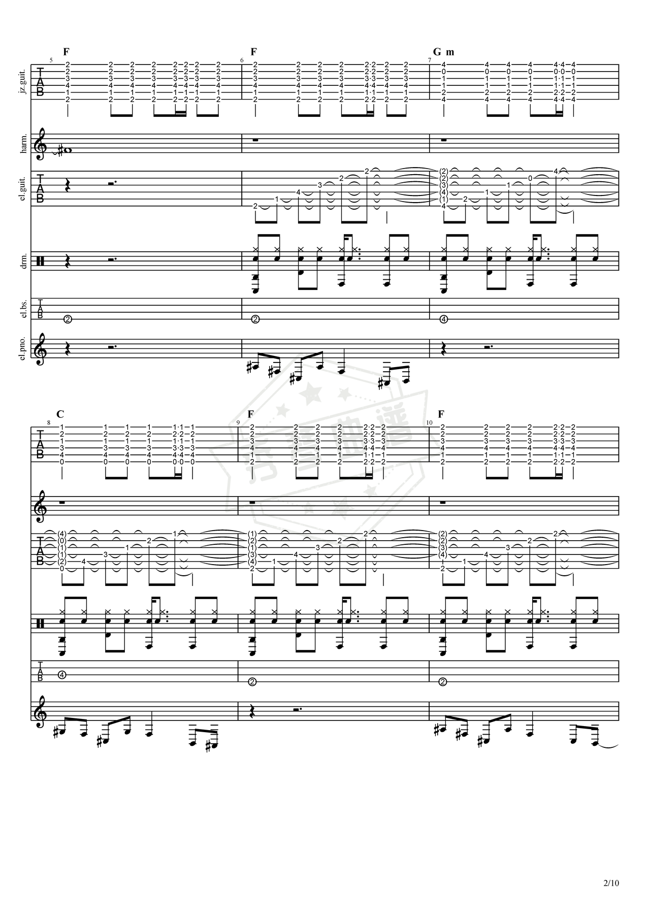 图片[2]-《每一刻都是崭新的》吉他简谱Gb调总谱（许巍）-秀琴曲谱网