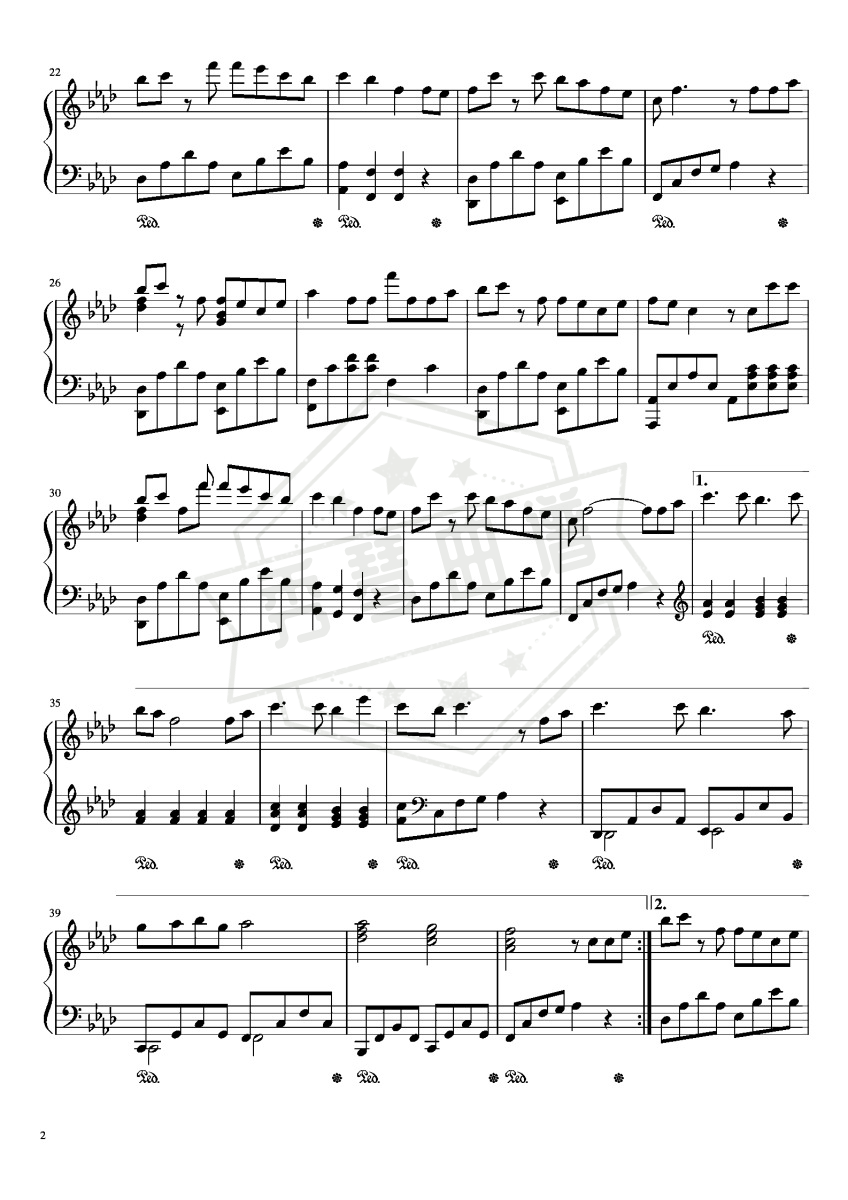 图片[2]-燕无歇 简单演奏版-秀琴曲谱网