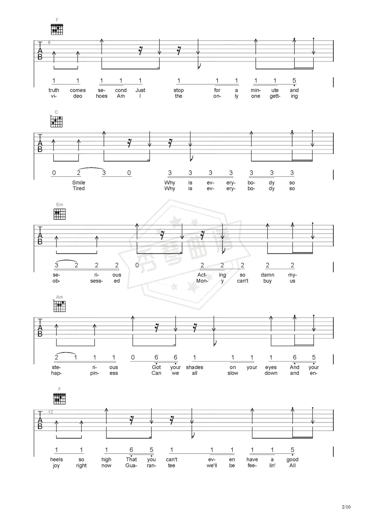图片[2]-《Price》吉他简谱C调弹唱谱（Jessie J）-秀琴曲谱网