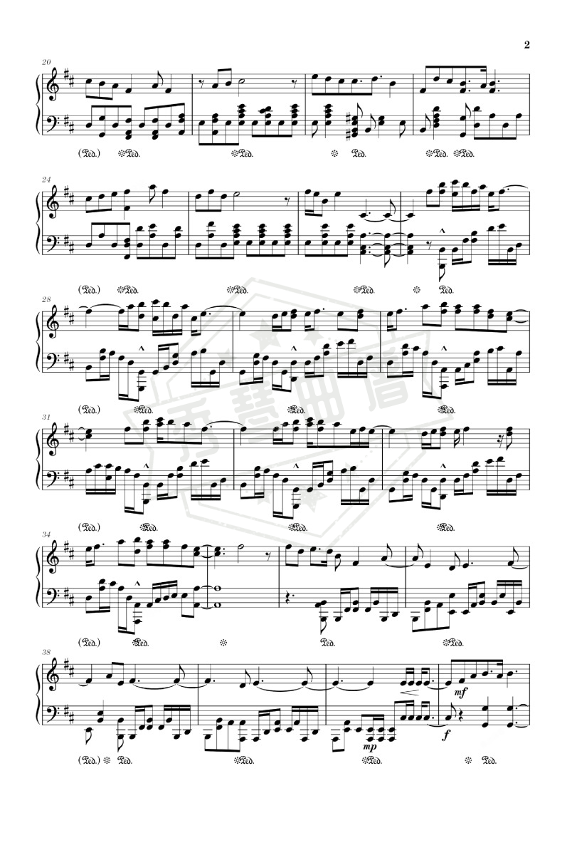图片[2]-《尘缘》钢琴五线谱d调演奏版(刘惜君)-秀琴曲谱网