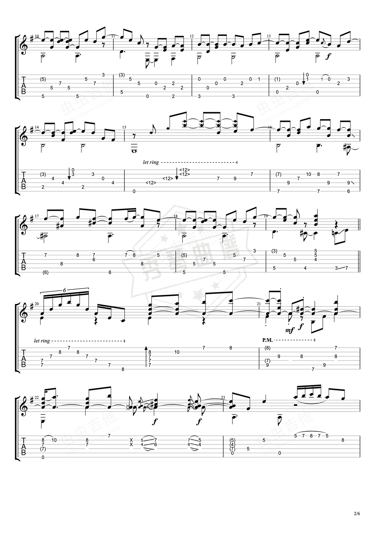 图片[2]-《Up From Down Under》吉他简谱G调指弹谱（汤米.伊马诺）-秀琴曲谱网