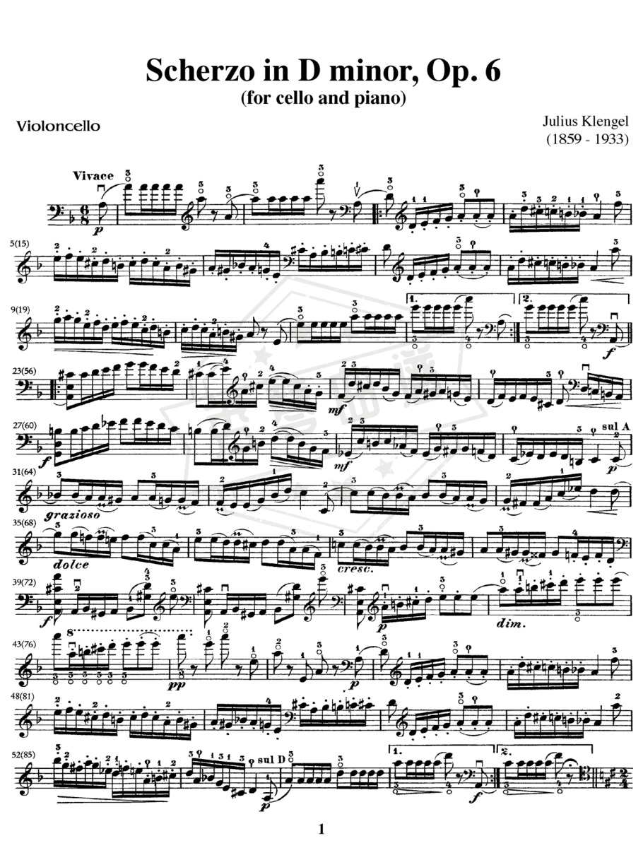Scherzo,Op.6(Julius Klengel)大提琴部分 (单色)-秀琴曲谱网