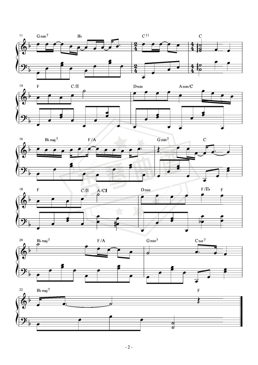 图片[2]-《学不会》钢琴五线谱f调演奏版-秀琴曲谱网