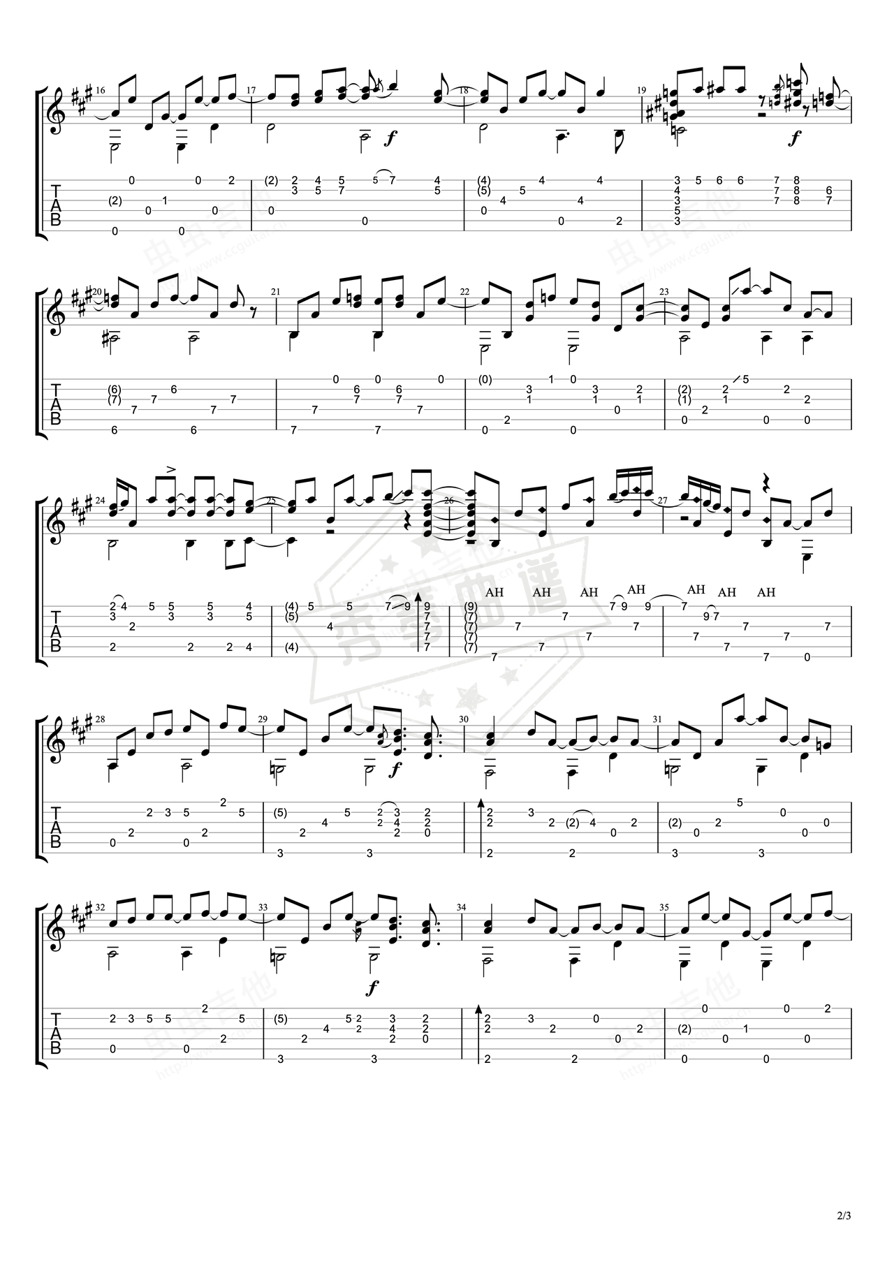 图片[2]-《Amy》吉他简谱A调指弹谱（Tommy Emmanuel）-秀琴曲谱网