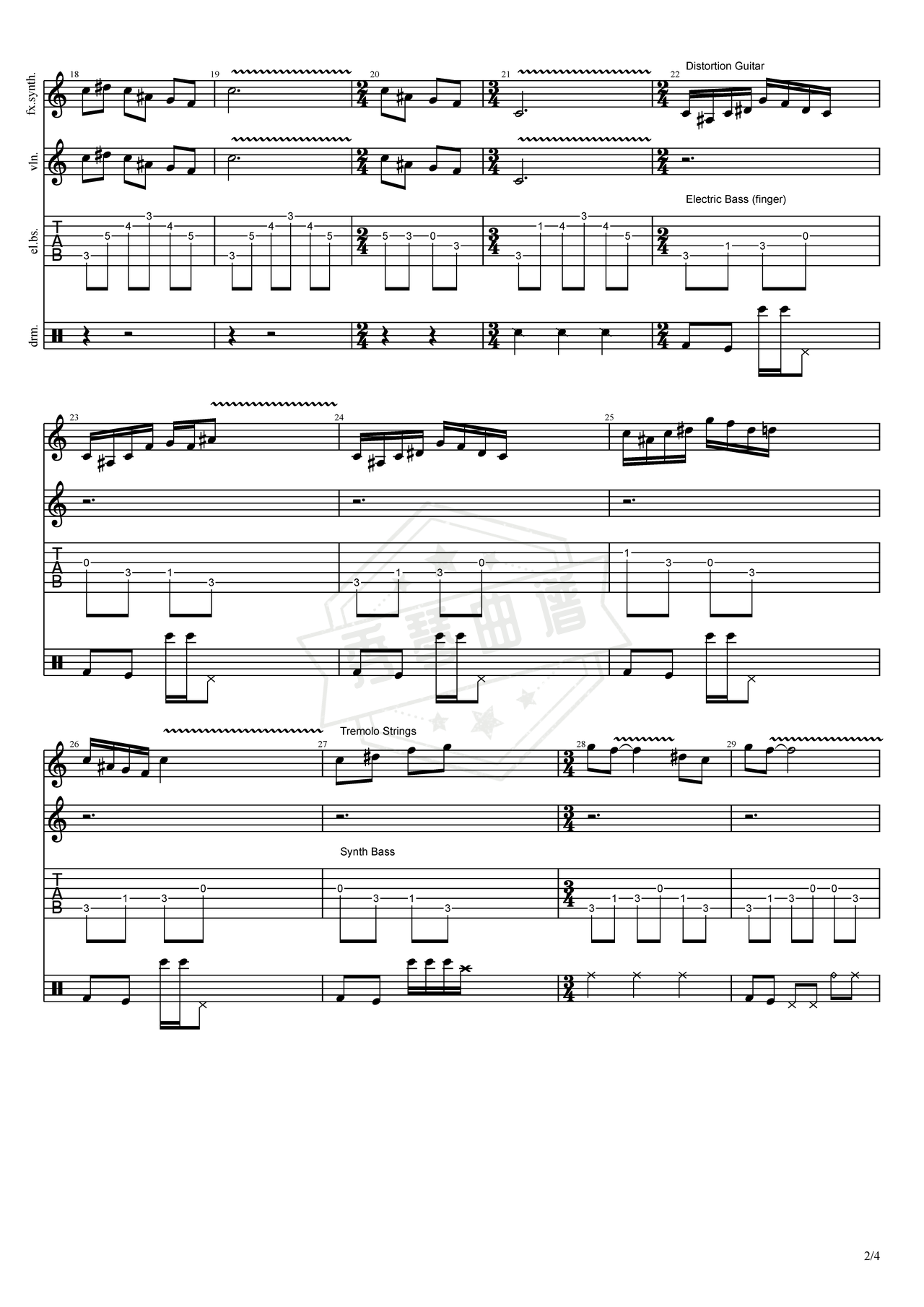图片[2]-《小河淌水》吉他简谱Eb调总谱（尹宜公）-秀琴曲谱网