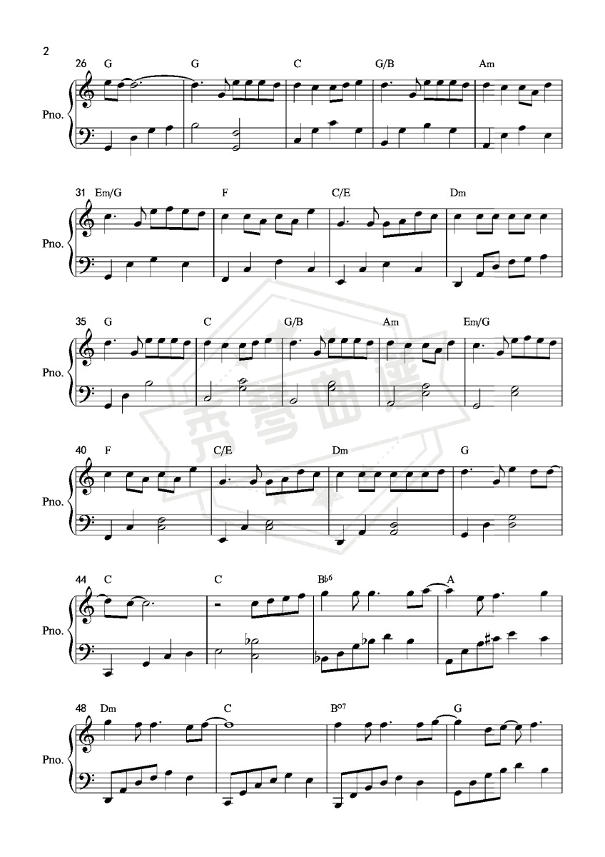 图片[2]-《给我一首歌的时间》钢琴五线谱c调演奏版-秀琴曲谱网