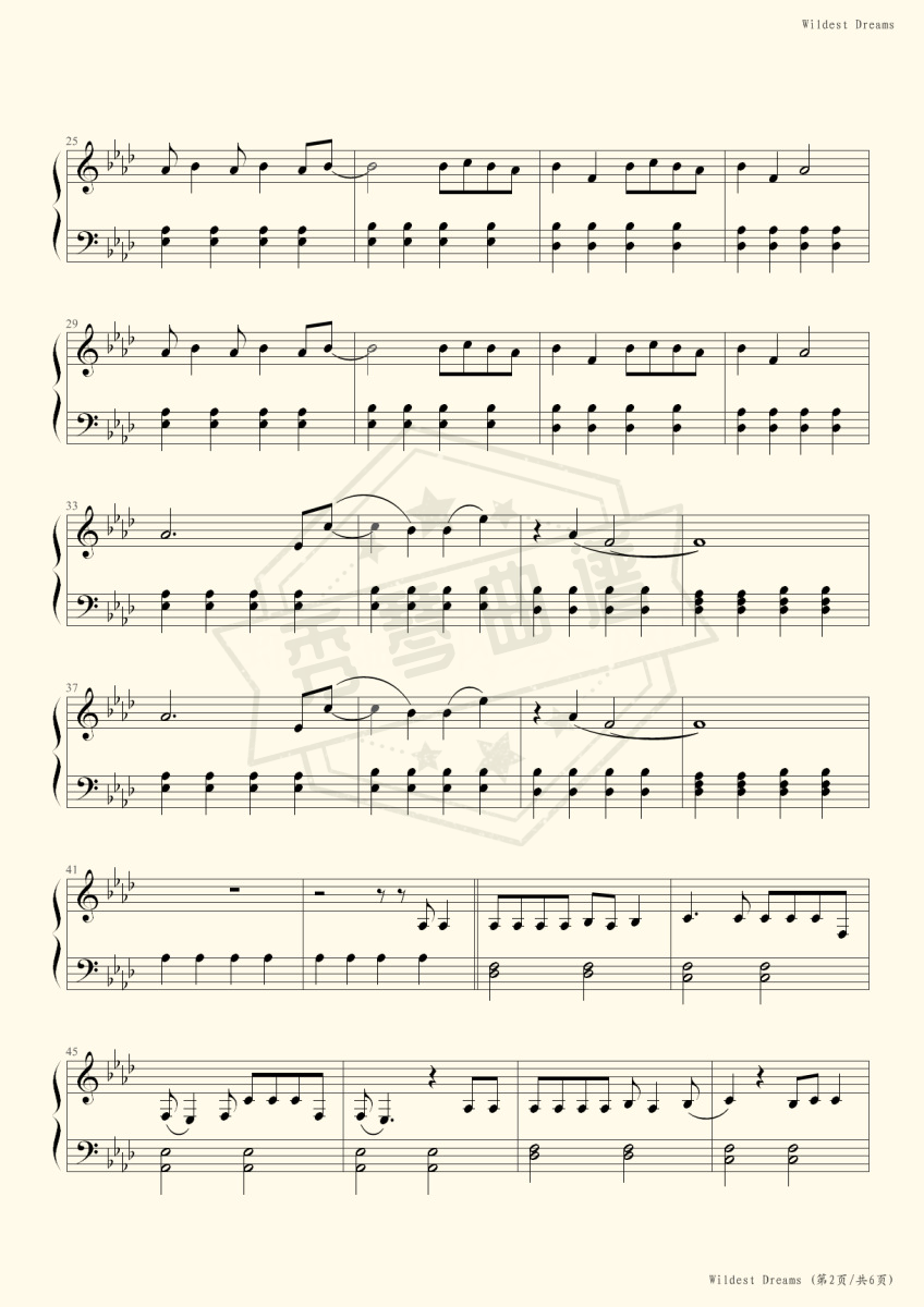图片[2]-Wildest Dreams-Taylor Swift-秀琴曲谱网
