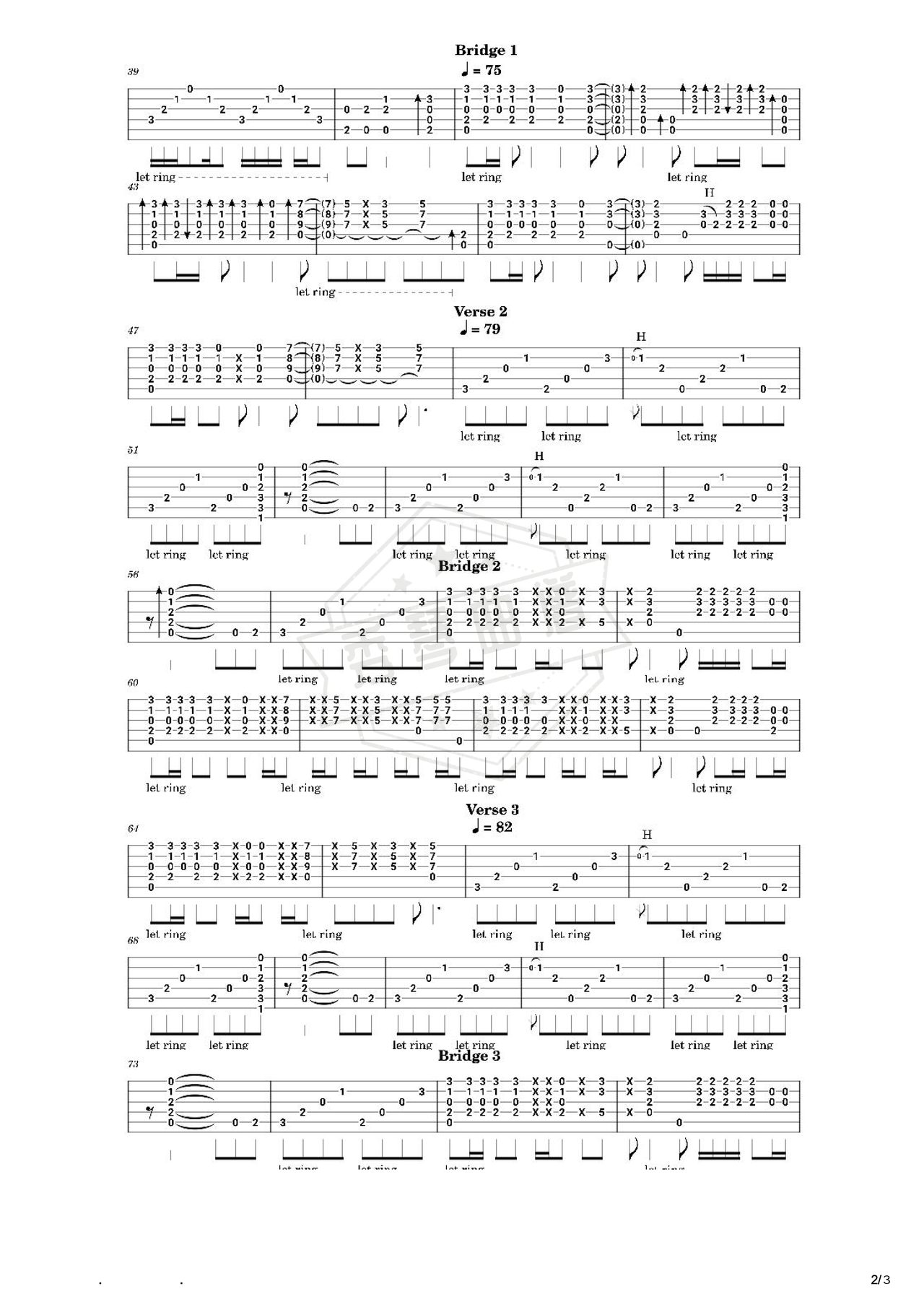 图片[2]-《Stairway to Heaven》  Led Zeppelin吉他简谱C调双吉他谱（Robert Plant / James Patrick / Kenny Gamble / Leon Huff）-秀琴曲谱网